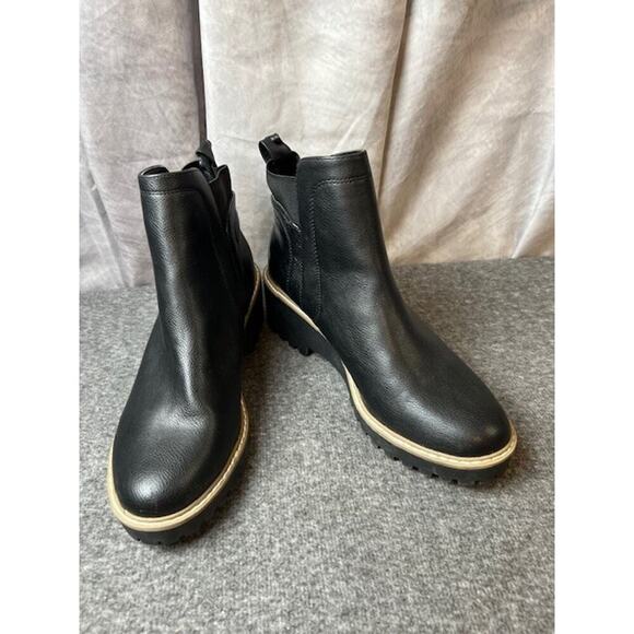 Dolce Vita Womens 9 Black Rango Wedge Lug Sole Faux Leather Boots Moto Goth - Picture 6 of 10